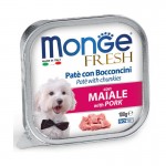 Monge Fresh paštetas su kiaulienos gabaliukais šunims, 12 x 100 g