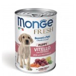 Monge Fresh Puppy paštetas su veršienos gabaliukais ir daržovėmis šuniukams, 6 x 400 g