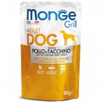 Monge Grill Dog Pouches konservai su vištiena ir kalakutiena šunims, 12 x 100 g