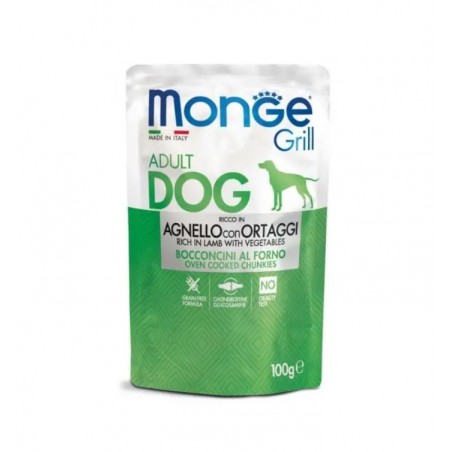 Monge Grill Dog Pouches konservai su ėriena ir daržovėmis šunims, 12 x 100 g