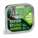 Monge BWild Sterilised paštetas su šerniena ir daržovėmis sterilizuotoms katėms, 12 x 100 g