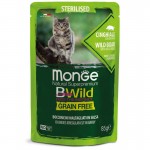 Monge BWild Sterilised konservai su šerniena ir daržovėmis sterilizuotoms katėms, 12 x 85 g