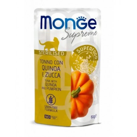 Monge Supreme Sterilised konservai su tunu, kvinoja ir moliūgu katėms, 12 x 80 g