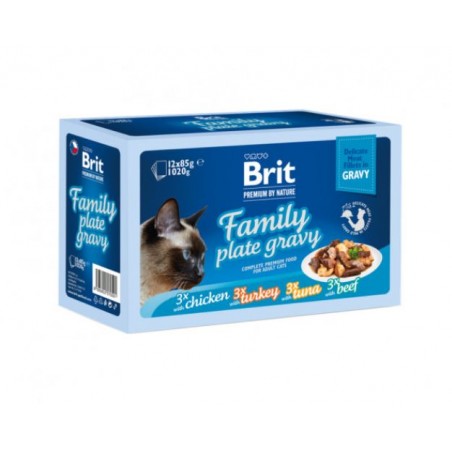 Brit Premium Cat Fillets in Gravy Family Plate konservai katėms