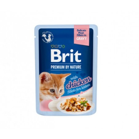 Brit Premium Cat Delicate Chicken for Kitten in Gravy konservai kačiukams su vištiena