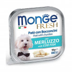 Monge Fresh paštetas su menkės gabaliukais šunims, 12 x 100 g