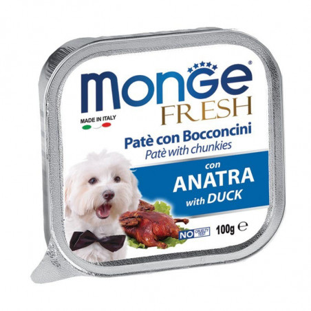 Monge Fresh paštetas su antienos gabaliukais šunims, 12 x 100 g