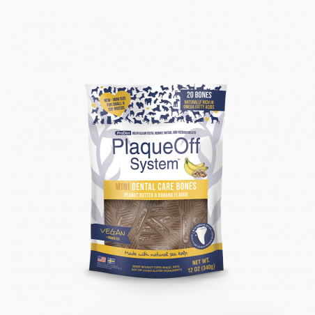 PlaqueOff dantų priežiūros skanėstai žemės riešutų sviesto ir bananų skonio