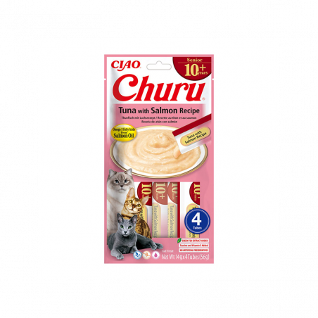 Churu kreminis skanėstas 10+ amžiaus katėms su tunu ir lašiša