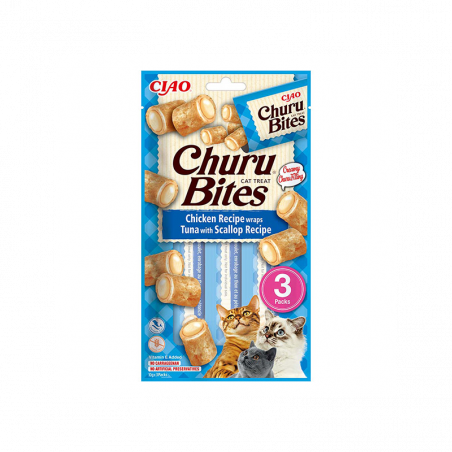 Churu Bites suktinukai su tunu ir šukutėmis skanėstai katėms, 3 vnt.