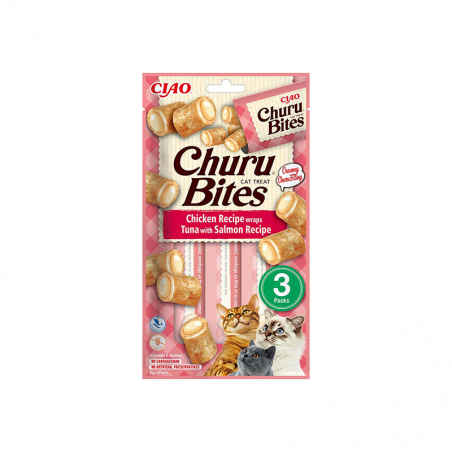 Churu Bites suktinukai su tunu ir lašiša skanėstai katėms, 3 vnt.