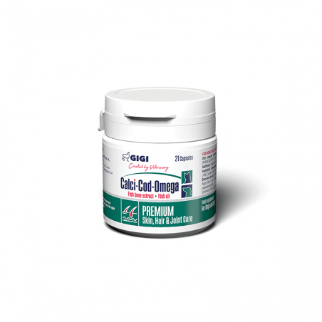 GIGI Calci-Cod Omega kaps. pašaro papildas kailiui, odai ir sąnariams katėms ir šunims, N21