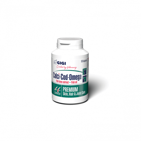 GIGI Calci-Cod Omega kaps. pašaro papildas kailiui, odai ir sąnariams katėms ir šunims, N90