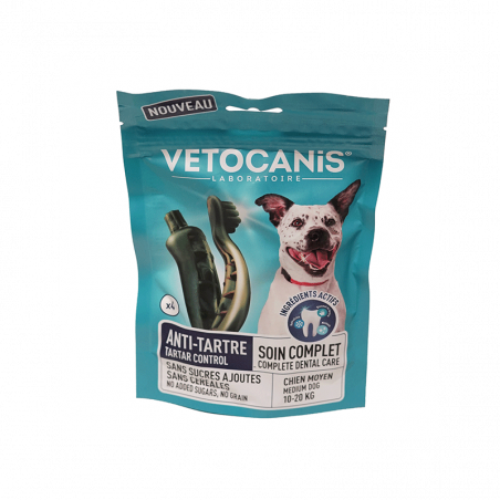 Vetocanis Tartar control skanėstai vidutinio dydžio šunims apnašų šalinimui, 110 g