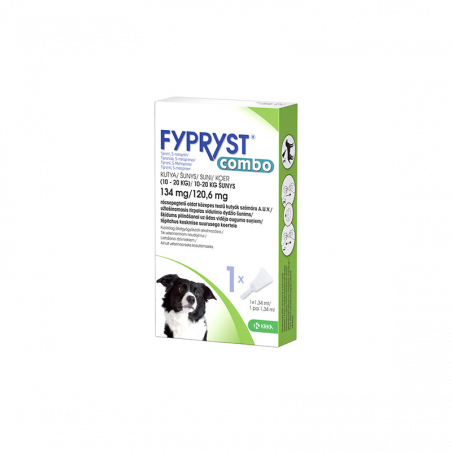 Fypryst Combo antiparazitinis užlašinamasis tirpalas vidutinių veilsių šunims, (10–20 kg), 134 mg