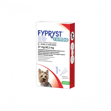 Fypryst Combo antiparazitinis užlašinamasis tirpalas mažų veilsių šunims, (2–10 kg), 67 mg