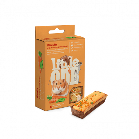 Little One sausainiai su morkomis ir špinatais skanėstai graužikams, 5x7 g