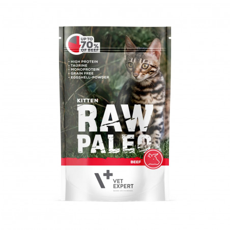 Raw Paleo Kitten Beef pouch konservai kačiukams su jautiena