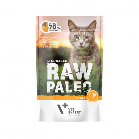 Raw Paleo Cat Sterilised Turkey pouch konservai katėms su kalakutiena