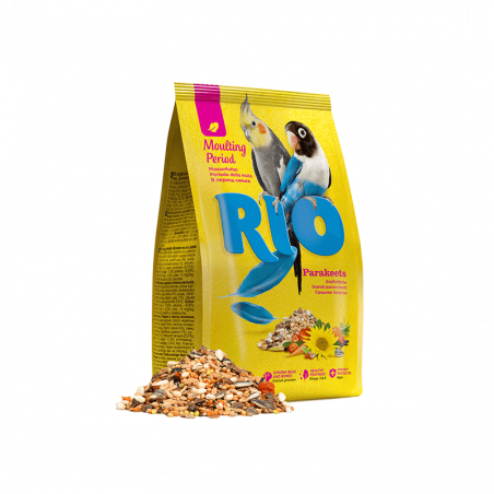 RIO lesalas ilgauodegėms papūgėlėms šėrimosi metu