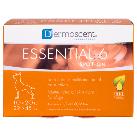 Dermoscent Essential 6 – lašai šunų odos ir kailio būklei gerinti, 10-20kg