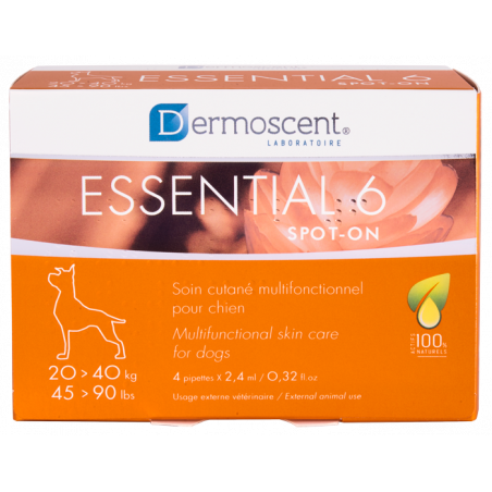 Dermoscent Essential 6 – lašai šunų odos ir kailio būklei gerinti, 20-40kg
