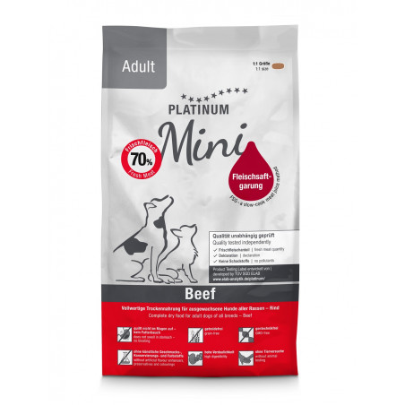Platinum Adult Mini sausas pašaras mažų veislių šunims su jautiena