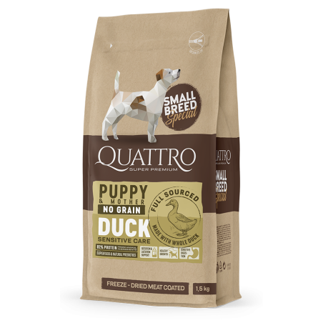 Quattro small breed Puppy & Mother care sausas begrūdis maistas šunims su antiena