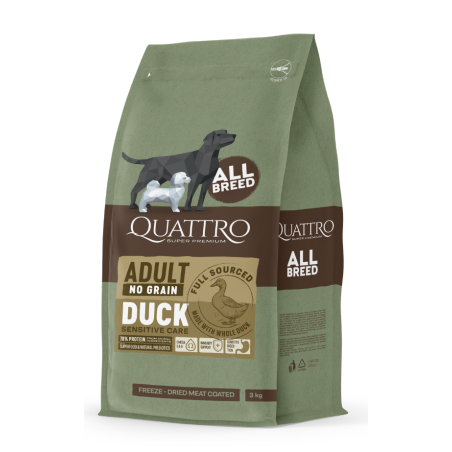 Quattro all breed adult sausas begrūdis maistas šunims su antiena