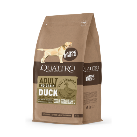 Quattro large breed adult sausas begrūdis maistas šunims su antiena