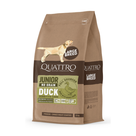 Quattro large breed junior sausas begrūdis maistas šunims su antiena