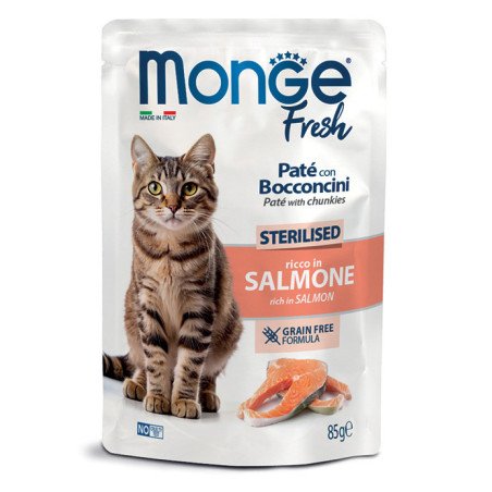 Monge Fresh Pouches Sterilised Salmon konservai sterilizuotoms katėms su lašiša