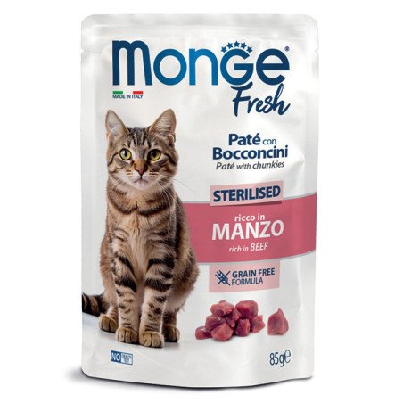 Monge Fresh Pouches Sterilised Beef konservai sterilizuotoms katėms su jautiena