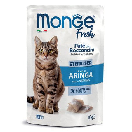 Monge Fresh Pouches Cat Sterilised Herring konservai sterilizuotoms katėms su silke