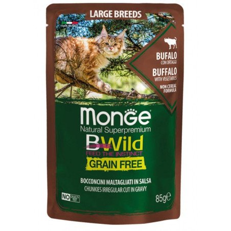 Monge BWild konservas didelių veislių katėms su buivoliena ir daržovėmis