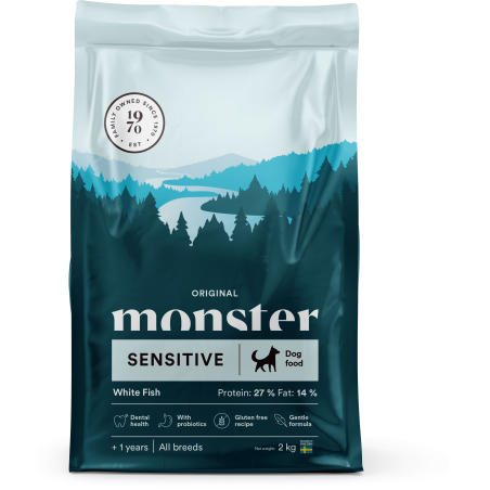 Monster Original Sensitive sausas maistas su balta žuvimi šunims