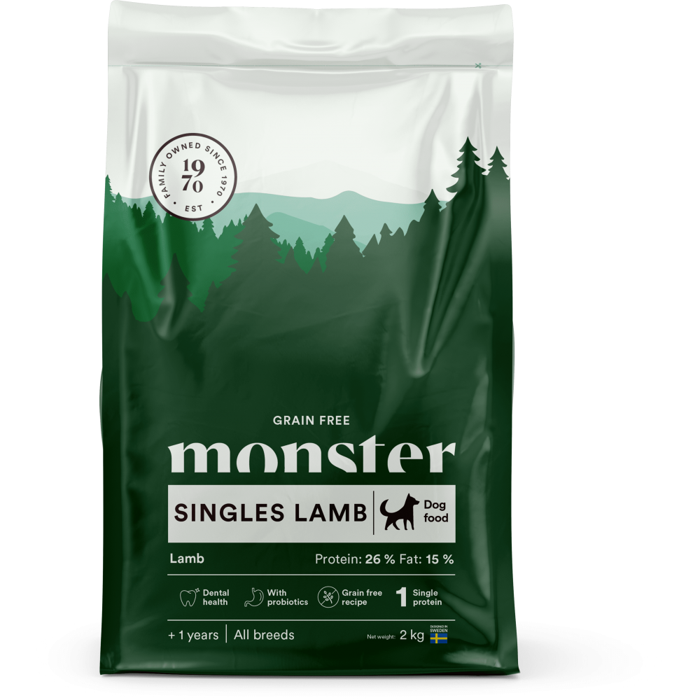 Monster Singles Lamb sausas maistas šunims su ėriena