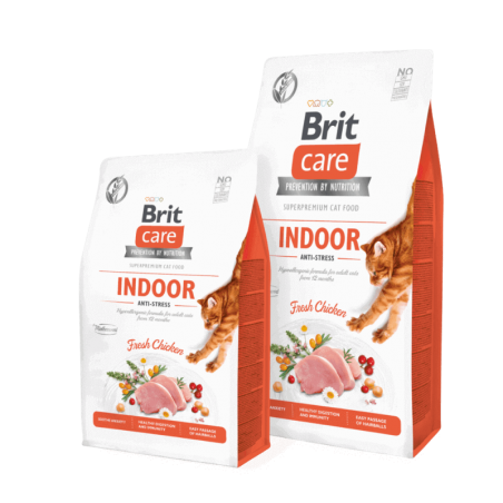 Brit Care cat indoor anti-stress begrūdis sausas maistas katėms
