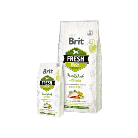 Brit Fresh duck with millet active sausas maistas aktyviems šunims