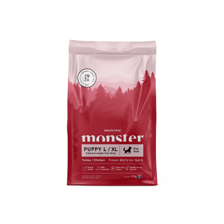 Monster Grain Free Puppy L/XL sausas maistas šuniukams su vištiena ir kalakutiena