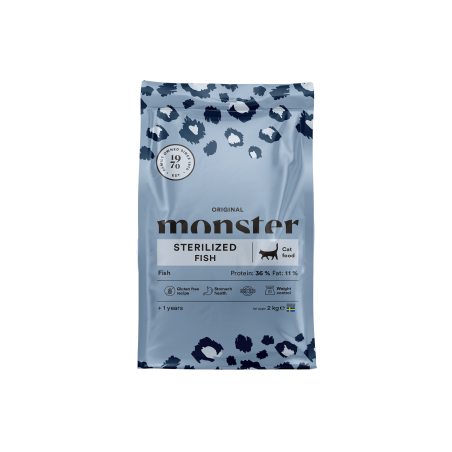 Monster Original Sterilized Fish sausas maistas sterilizuotoms katėms su žuvimi