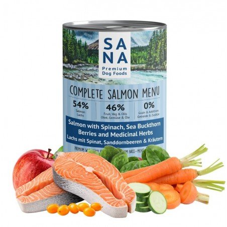 SANA Dog Salmon Wet Menu konservai šunims su lašiša