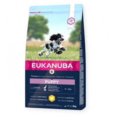 Eukanuba Puppy medium Breed Fresh Chicken sausas maistas vidutinių veislių šuniukams su vištiena