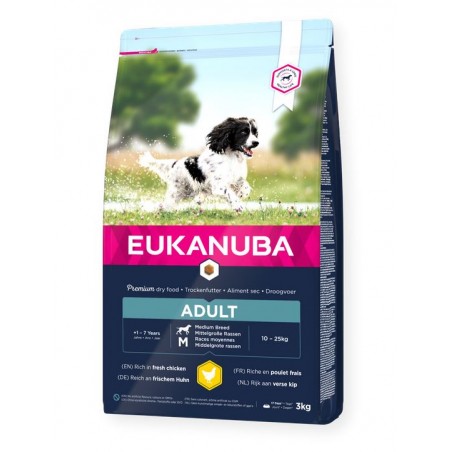 Eukanuba Adult Medium Breed Fresh Chicken sausas maistas vidutinių veislių šunims su vištiena