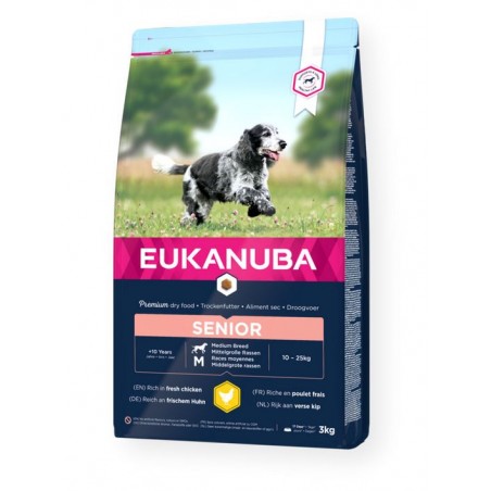 Eukanuba senior medium Breed Fresh Chicken sausas maistas pagyvenusiems vidutinių veislių šunims su vištiena