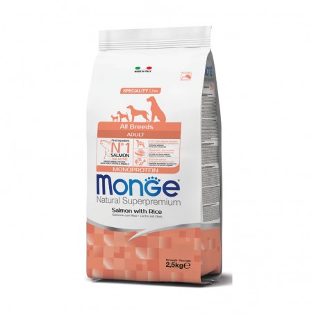 Monge Dry Dog Monoprotein Line All Breeds Adult Salmon & Rice sausas maistas šunims su lašiša