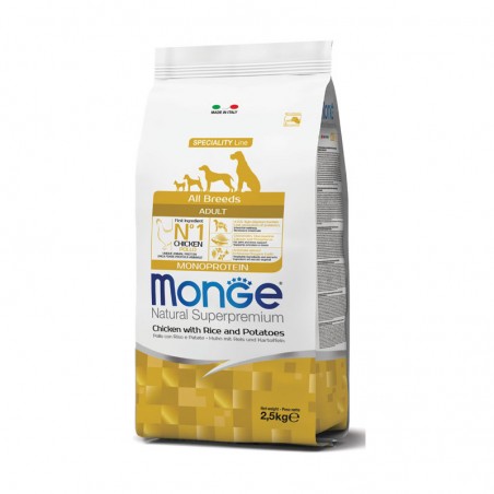 Monge Dry Dog Monoprotein Line All Breeds Adult Chicken sausas maistas šunims su vištiena