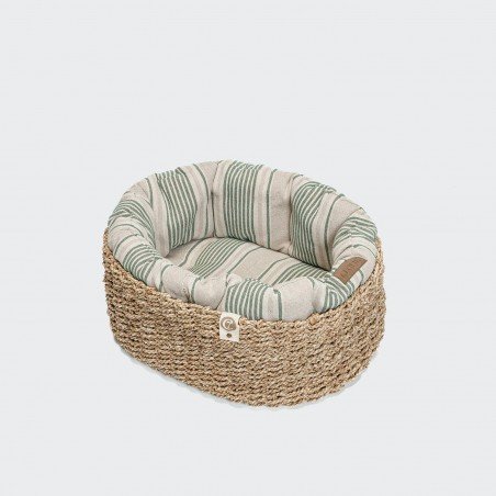 Cloud7 Basket Lazy Linen Stripes Natural/Green gultas augintiniams