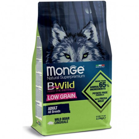 Monge BWild Low Grain All Breeds Adult Wild Boar sausas maistas šunims su šerniena