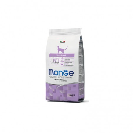 Monge Dry Cat Sterilised Rich in Chicken sausas maistas sterilizuotoms katėms su vištiena